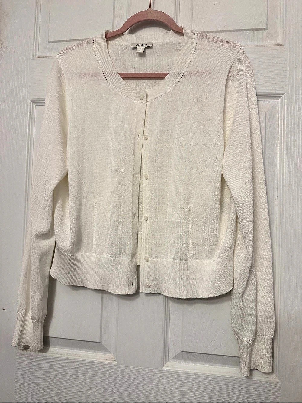 White Button-Front Cardigan